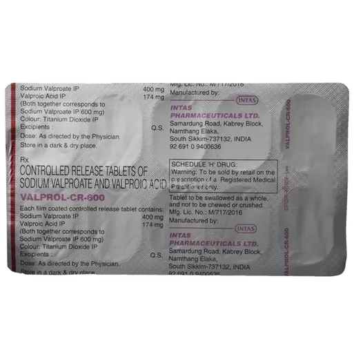 valprol cr 600mg tablet 10's